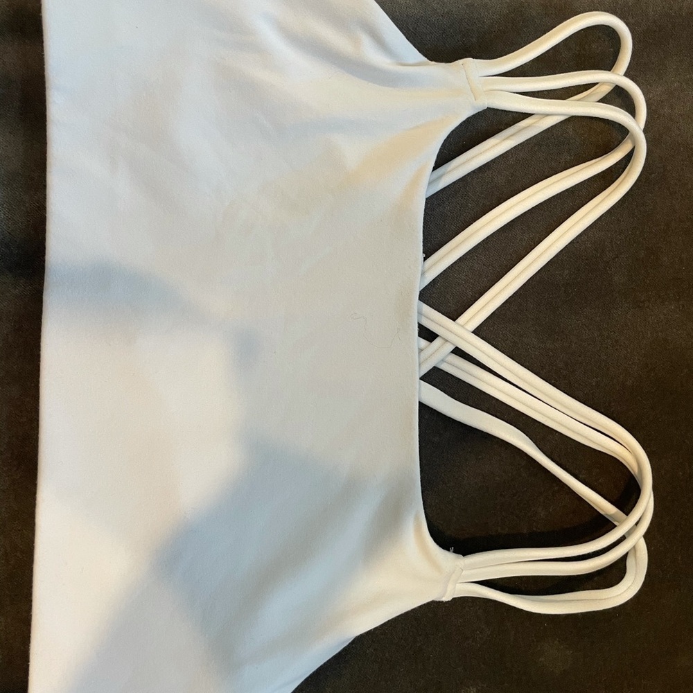 White Athleta sports bra.